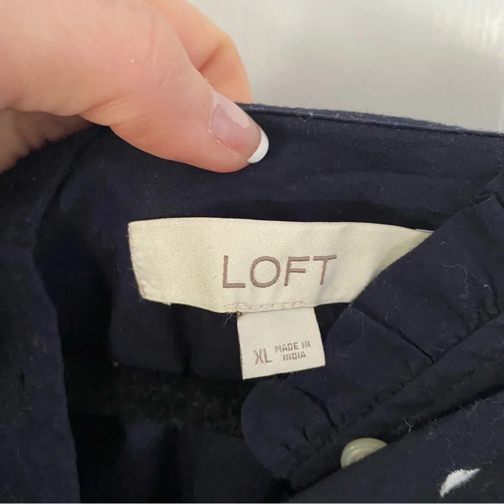 Loft Navy Heart Embroidered Shirt - Picture 3 of 5